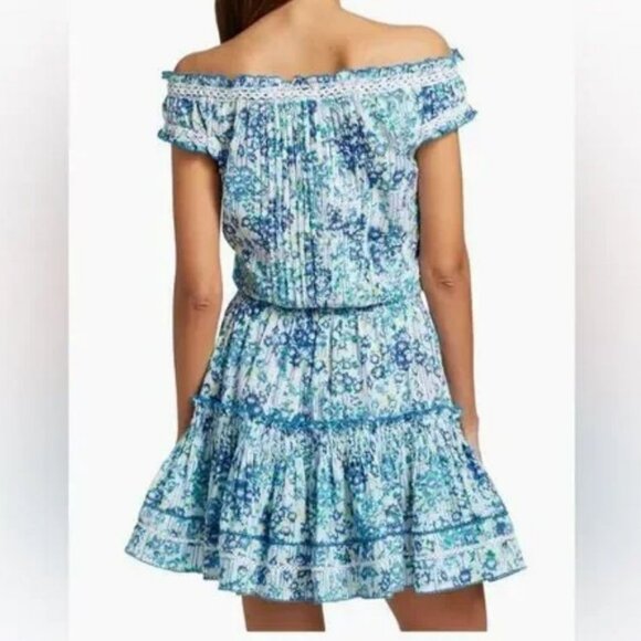 Poupette St Barth Womens Alba Blue Floral Print Cotton Mini Dress NWT - Picture 3 of 13